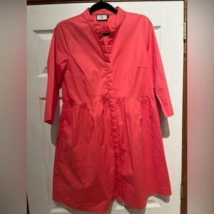 Vibrant Tuckernuck Medium Coral Button-Up Shirt Dress